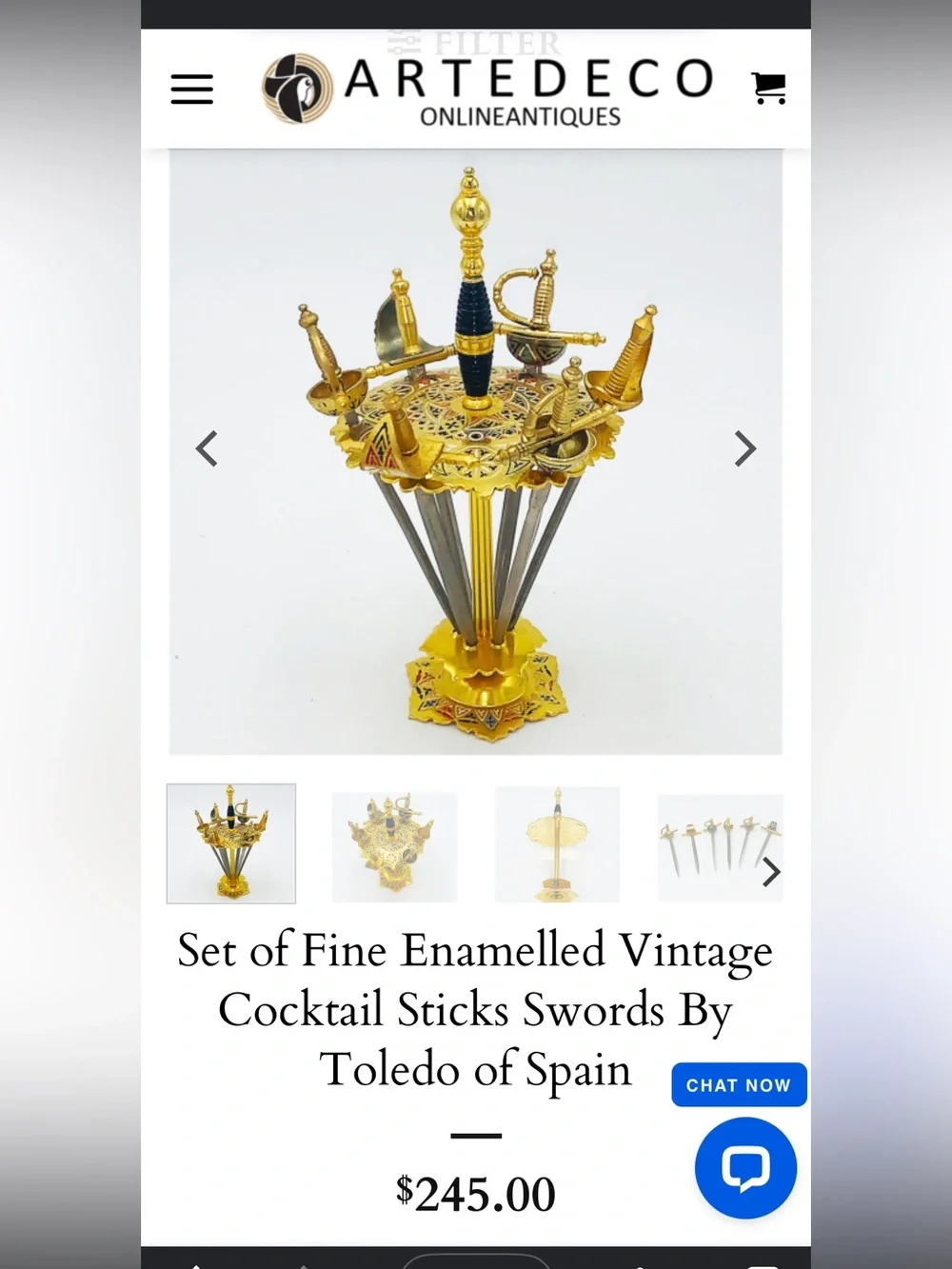 STAND ONLY | Fine Enamelled Vintage Cocktail Sticks Swords By Toledo of Spain